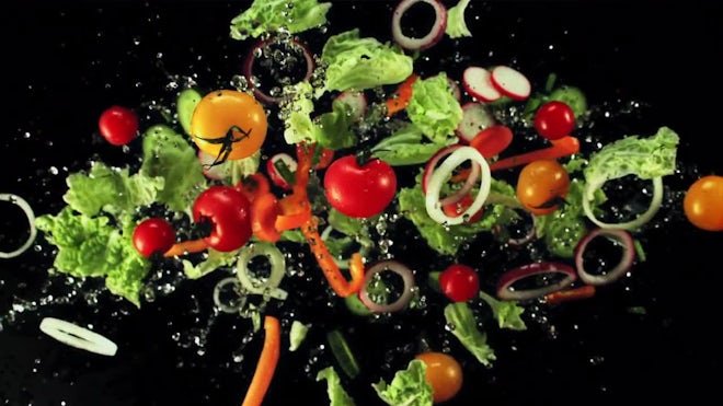 Vegetable Salad Fly Up And Fall Down by Artem_ka - Stock Video | Motion Array